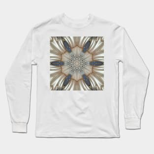 ornate art nouveau styled pattern in grey brown blue and beige Long Sleeve T-Shirt